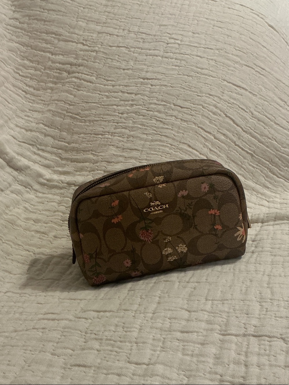 Coach Brown Floral Signature Toiletry Pouch